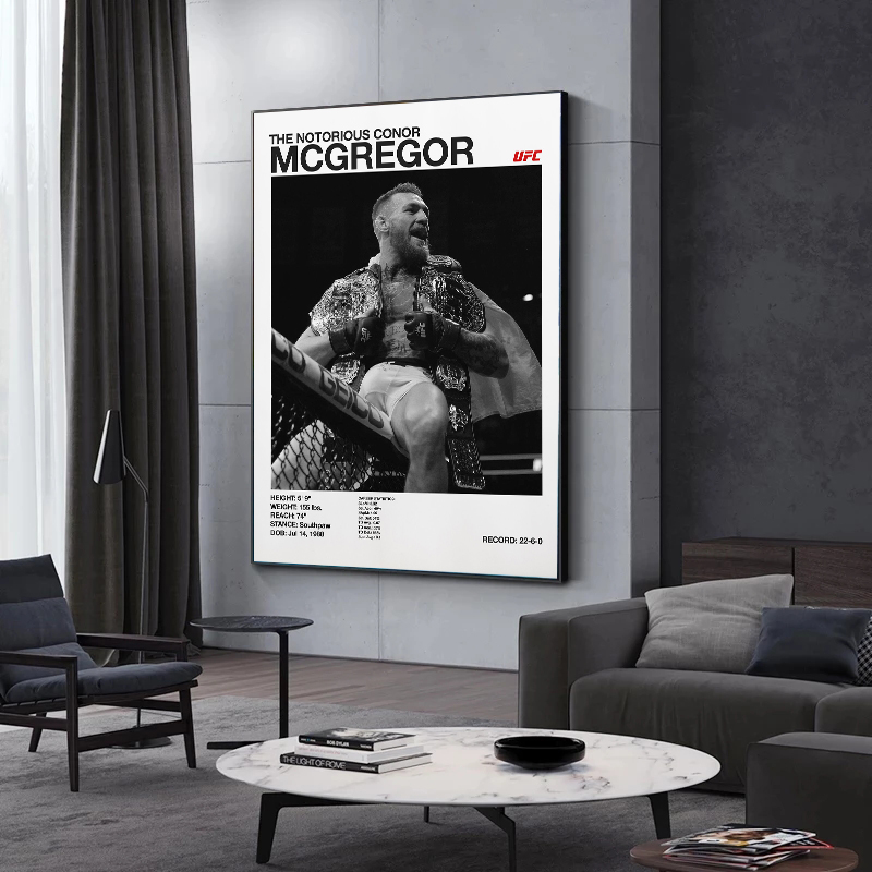 Sports Equipment Poster - Black and White Fighting Championship Conor