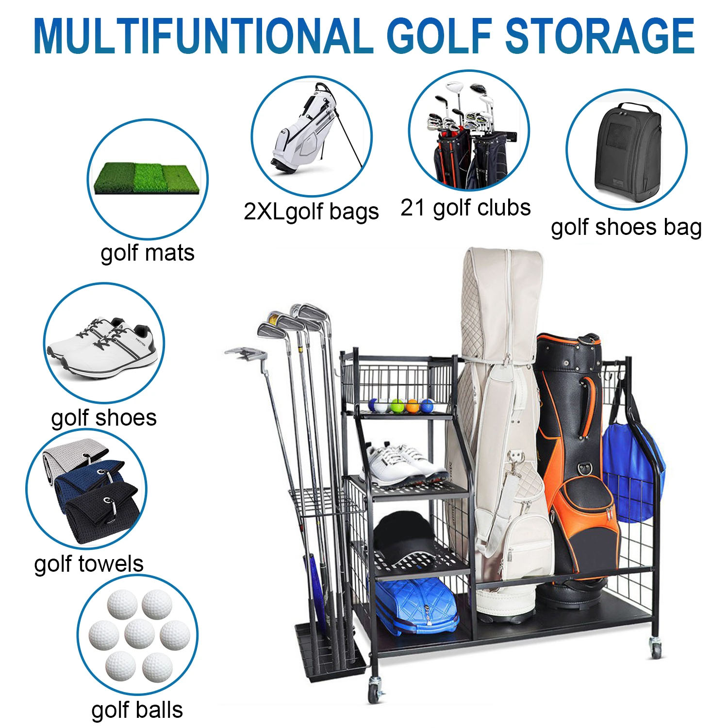 Golf Bag Storage Garage Organi - Sports Equipment Storage Rack ulasan dan harga