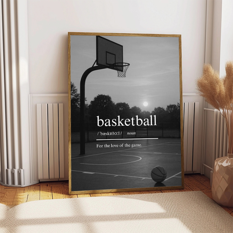 Black and White Basketball Sta - Sports Equipment Poster ulasan dan harga