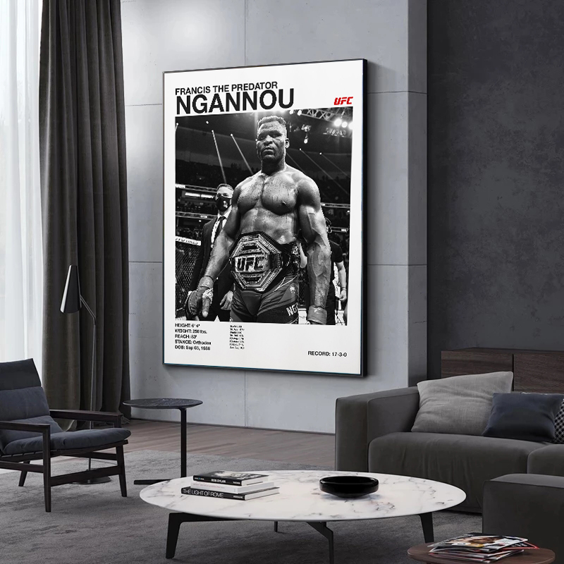 Black and White Fighting Champ - Sports Equipment Poster ulasan dan harga