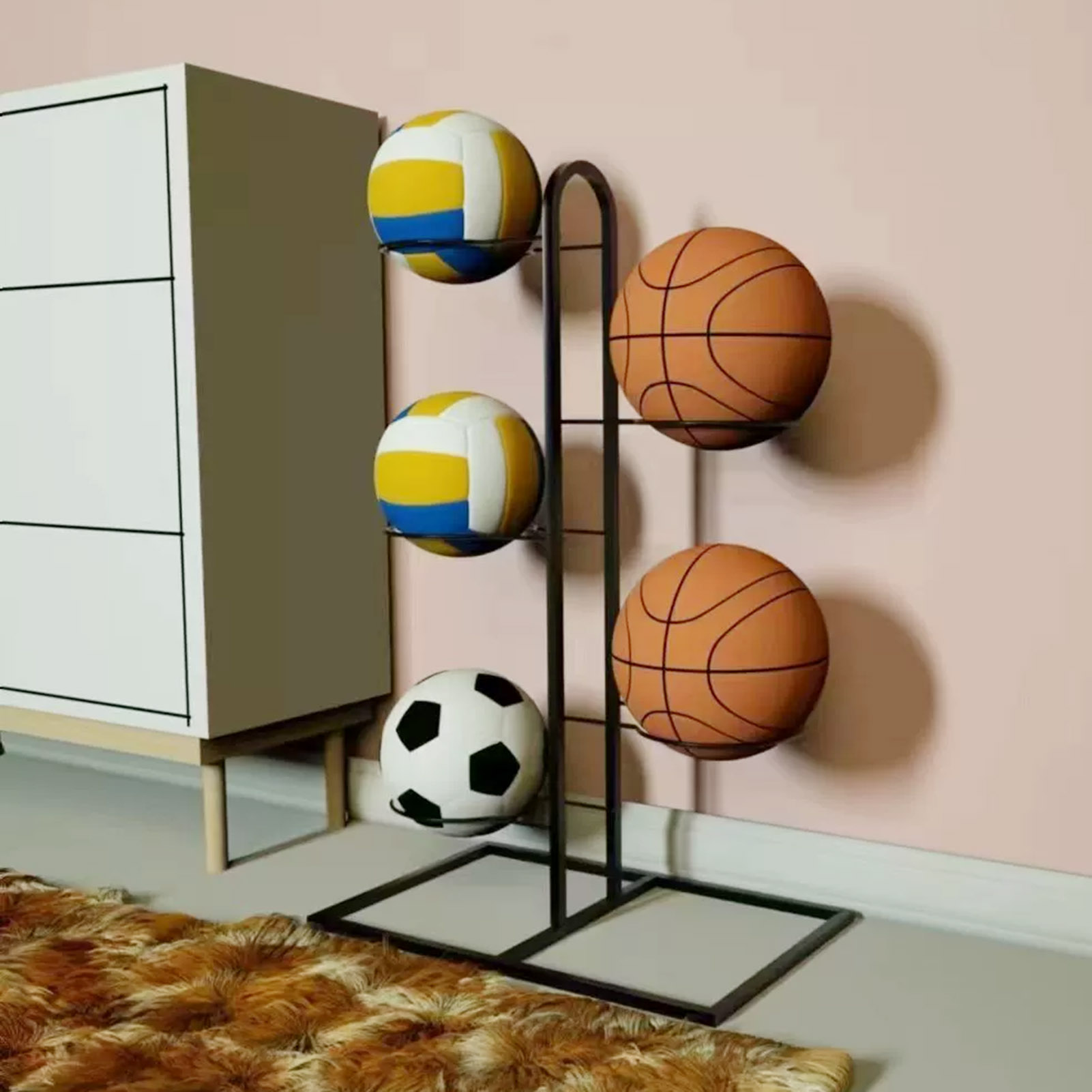 Foldable Basketball Rack Multi - Sports Equipment Storage Rack ulasan dan harga